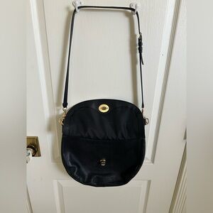 Black Crossbody Shoulder Bag with Gold Hardware - Women Bags